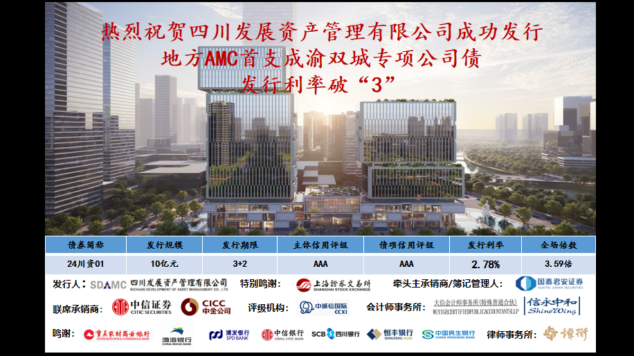 看好雙城經(jīng)濟(jì)，發(fā)行利率破“3”—川發(fā)資管成功發(fā)行成渝雙城專項公司債